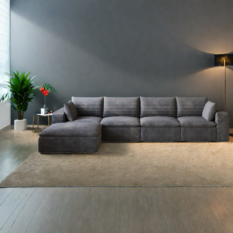 Compression Cloud Sofas, 134 Inch Corduroy Modular Modern Home Lounge