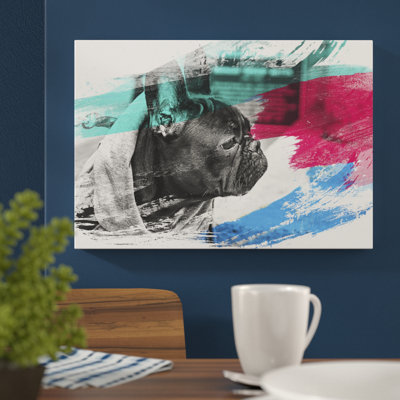 Black French Bulldog - Wrapped Canvas
