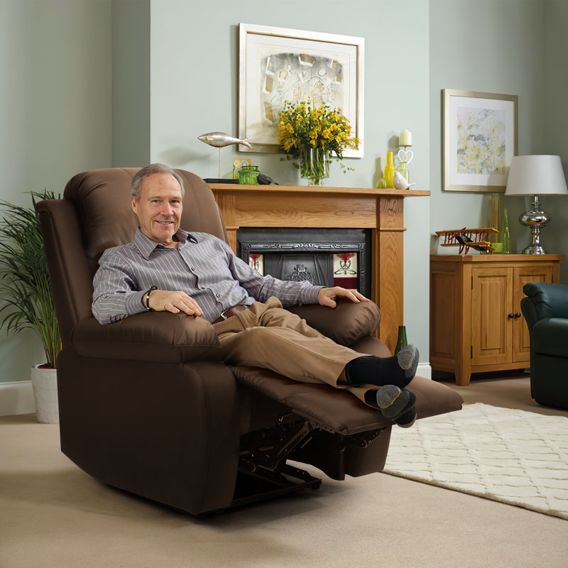 Kyilaa Vegan Leather Reclining Chair, Brown Faux Leather