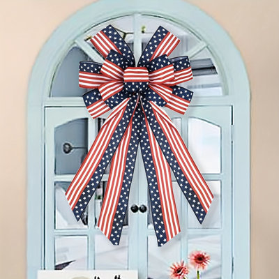 Independence Day Bow Flag Bow Indoor Outdoor Red And Blue Star Bunting Webbing Decorations