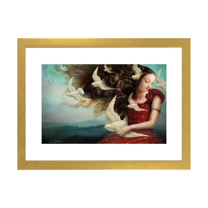 «Memories II» par Catrin Welz-Stein, Papier encadré doré, H 16 po x l 24 po x P 1 po