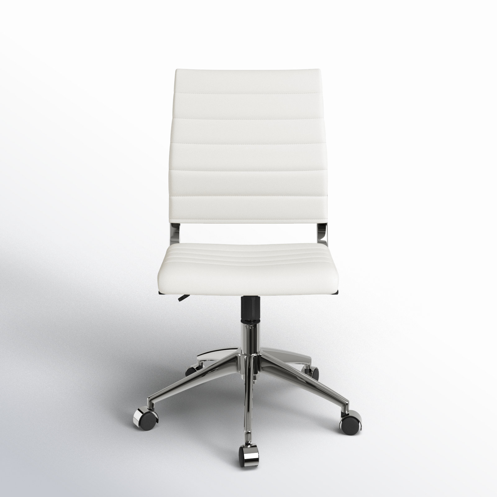 Rossie Swivel Office Chair, White Faux Leather, No