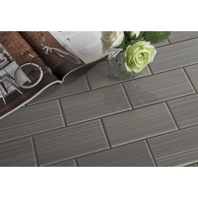 Hand Painted Series 3'' W x 6'' L Glass Peel and Stick Subway Tile
