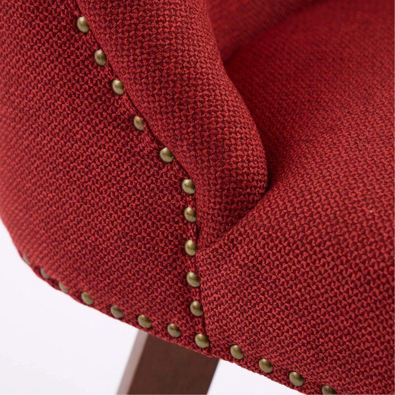 Counter Height Swivel Barstools, 26'' H Seat Height Upholstered Bar Stools Set Of 2, Fabric In Wine Red