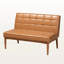 Banc de revêtement en similicuir brun clair 2 pièces Fye avec bois au fini noyer, H 31,5 po x l 74,4 po x P 53,5 po-1987100053