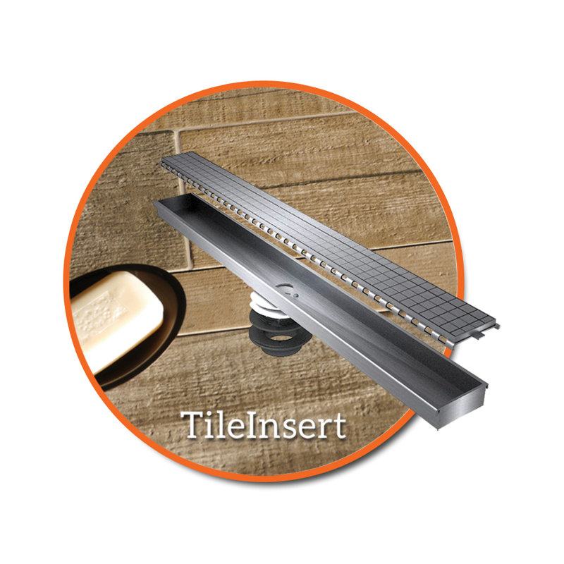 Drain de douche à grille linéaire tileinsert Dera Line, H 2,5 po x l 30 po x P 0,86 po