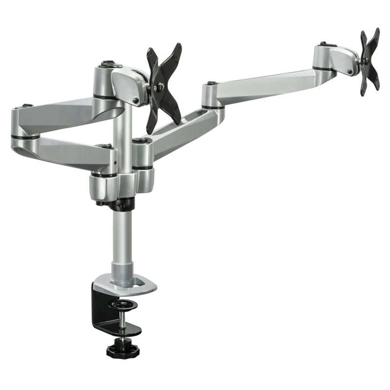  Dual Arm Articulating Computer Monitor Height Adjustable 2 Screen Desk Mount, Clamp