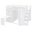 Lit mezzanine double avec garde-robe, bureau et tablettes