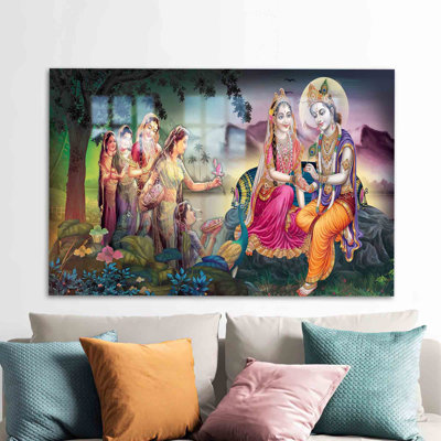 Exquisite Radha Krishna Printed Artwork On Tempered Glass For Elegant Wall Decoration Ideal For Modern And Traditional Home Interiors_Rectangle