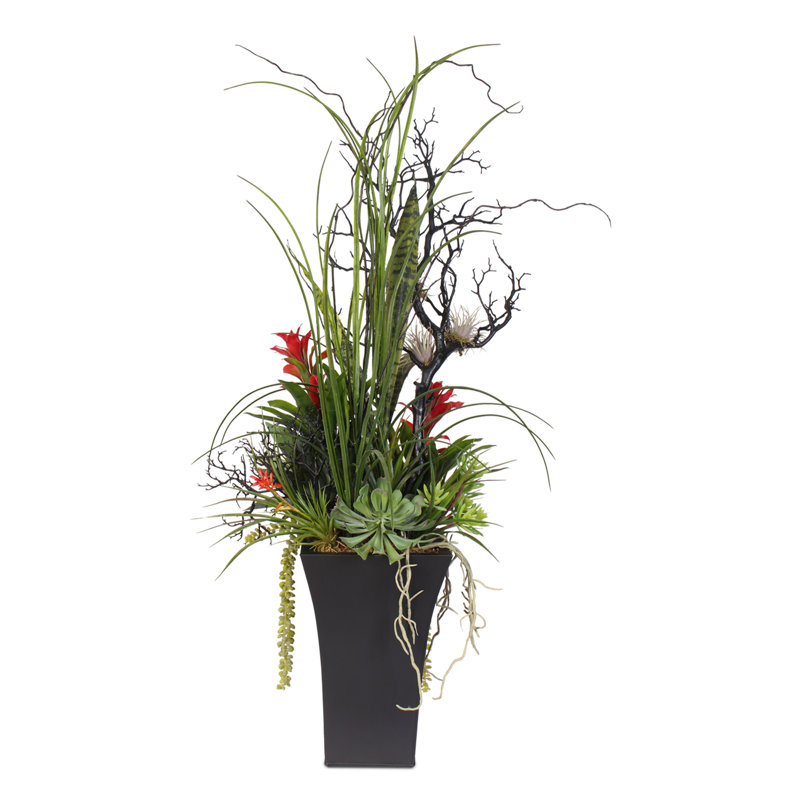 46'' Faux Succulent in Metal Planter