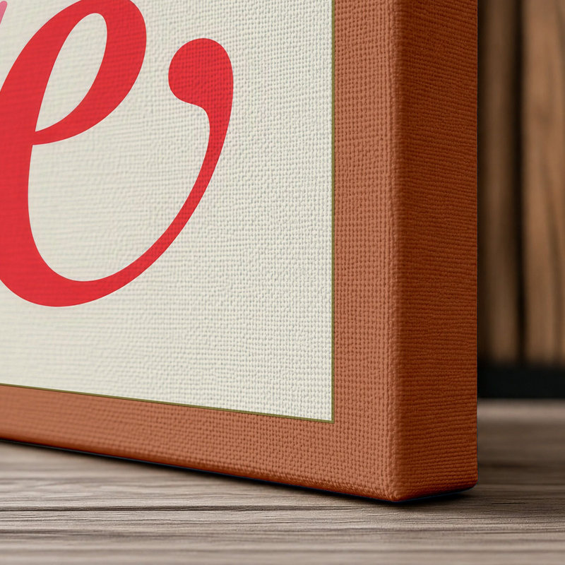 Love in Script Typography 1 Piece Wrapped Canvas Wall Art, 24x16 - 61.0 x 40.6 cm, Terracotta Border