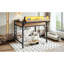 Structure de lit double pleine grandeur avec tablettes de rangement et panneau perforé, lit mezzanine en métal avec ports USB et lumières DEL, sécuritaire et robuste, naturel-1690633330-1690633340