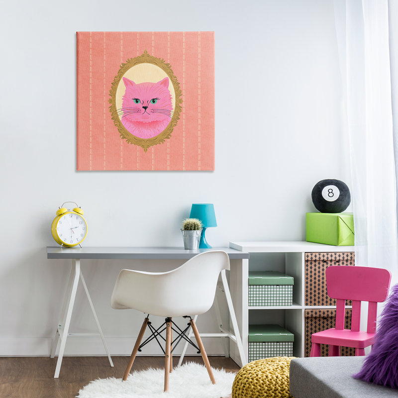 «Pink Cat Portrait» par Carrie Cantwell, H 30 po x l 30 po