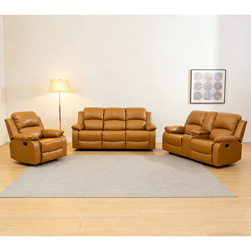 Ensemble de canapé trois pièces Ginger Yellow Intelligent avec rangement et table basse rabattable, imperméable, résistant aux rayures, silencieux et inclinable