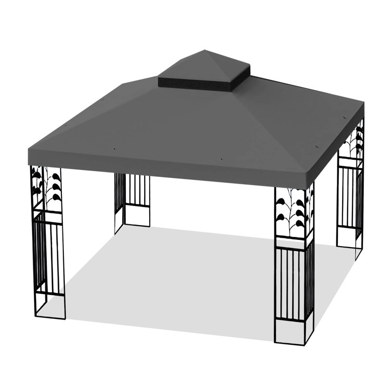 Gazebo Replacement Canopy 10X10 Ft - Double Tiered Protected, Fade Resistance Create Outdoor Happiness Gray Patio Roof Water-Repellent Add Relaxation To Life