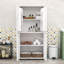 Grande armoire de rangement en bois pour salle de bain avec tablettes réglables, dispositif anti-basculement et beaucoup de rangement