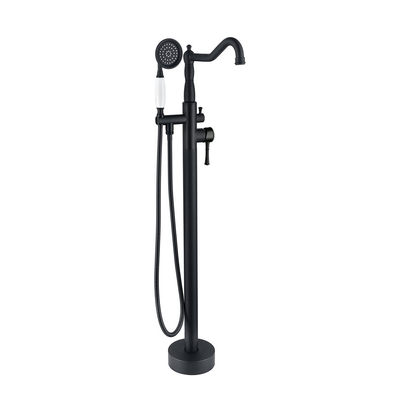 Matte Black Stainless Steel Freestanding Bathtub Faucet with Hand Shower