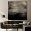 Très grand art mural imprimé sur toile - illustrations abstraites minimalistes noires pour le salon ou la chambre à coucher - «Assemblage requis du cadre (cadre non fini)»-106812968