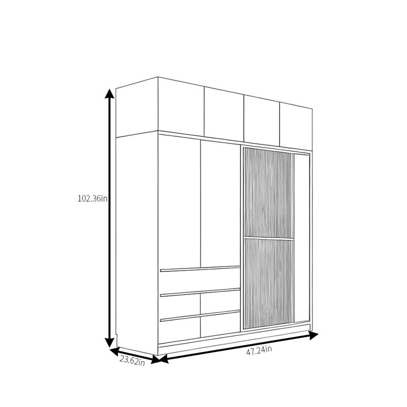 Garde-robe de luxe léger, H 102 po x l 47 po x P 24 po