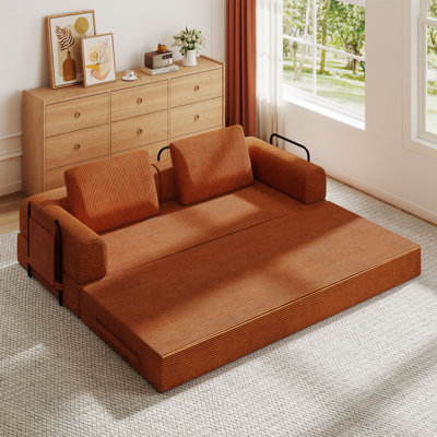 Canapé-lit convertible en velours côtelé moderne avec coussin - canapé pliant pour les petits espaces, la chambre d'amis ou le salon