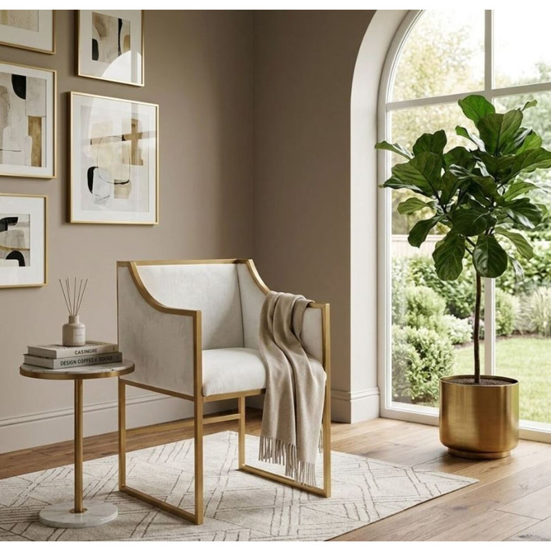 Chaise Alleb, Blanc, Or
