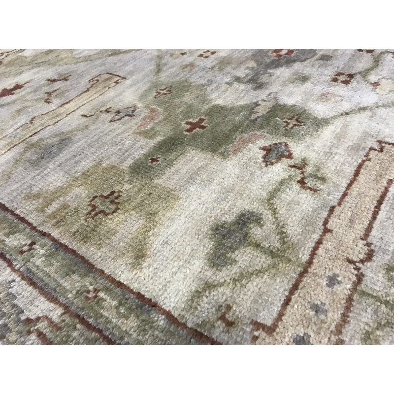 Hand-Knotted High-Quality Ivory and Ivory Area Rug