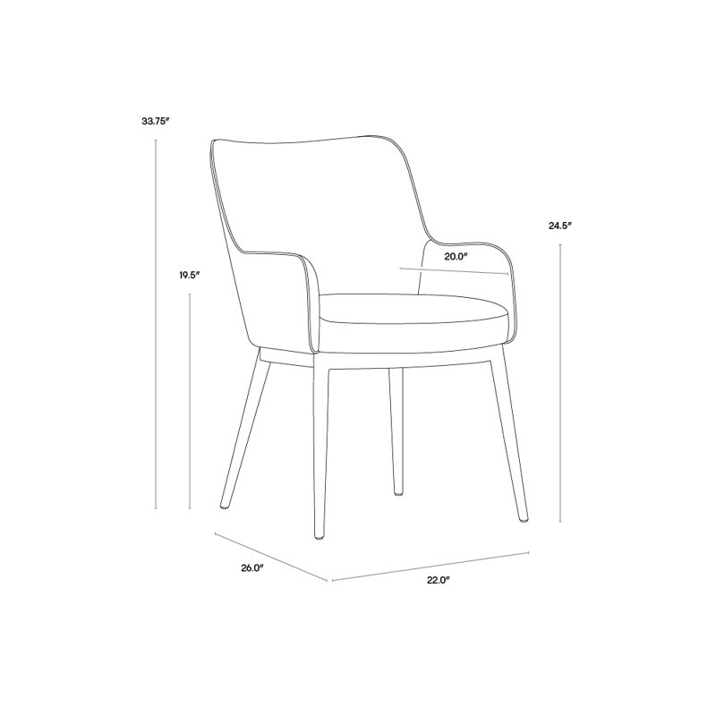Irongate Franklin Upholstered Dining Chair, Navy Blue, Gold