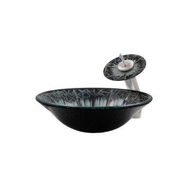 Novatto 17.25'' Glass Circular Bathroom Sink with Faucet