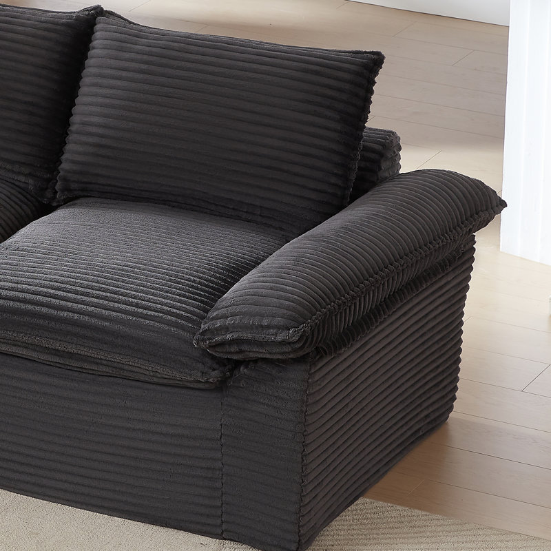 Causeuse moderne moelleuse en velours côtelé pour salon, appartement ou bureau, Gris foncé