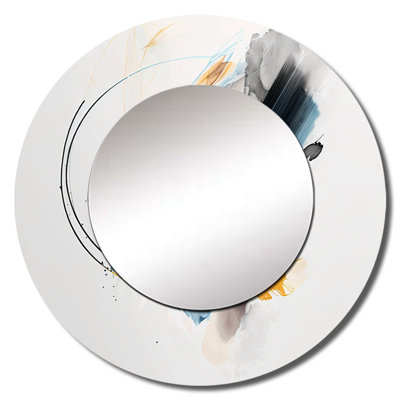 Pippins Abstract Shapes Modern Artwork II - Abstract Unique Wall Mirror, Modern Round Mirror, Printed Metal Art