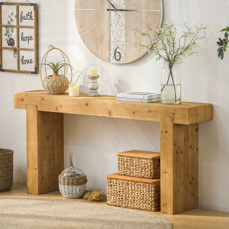63" Solid Wood Console Table