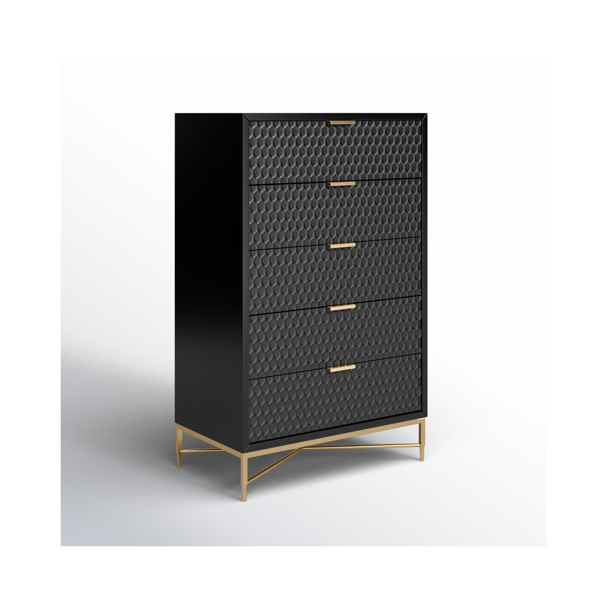 Capra 30" W 5-Drawer Wood Standard Dresser, Black