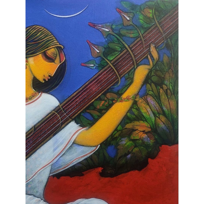Déesse Saraswati | Acrylique sur toile | Par Ramesh Gujar