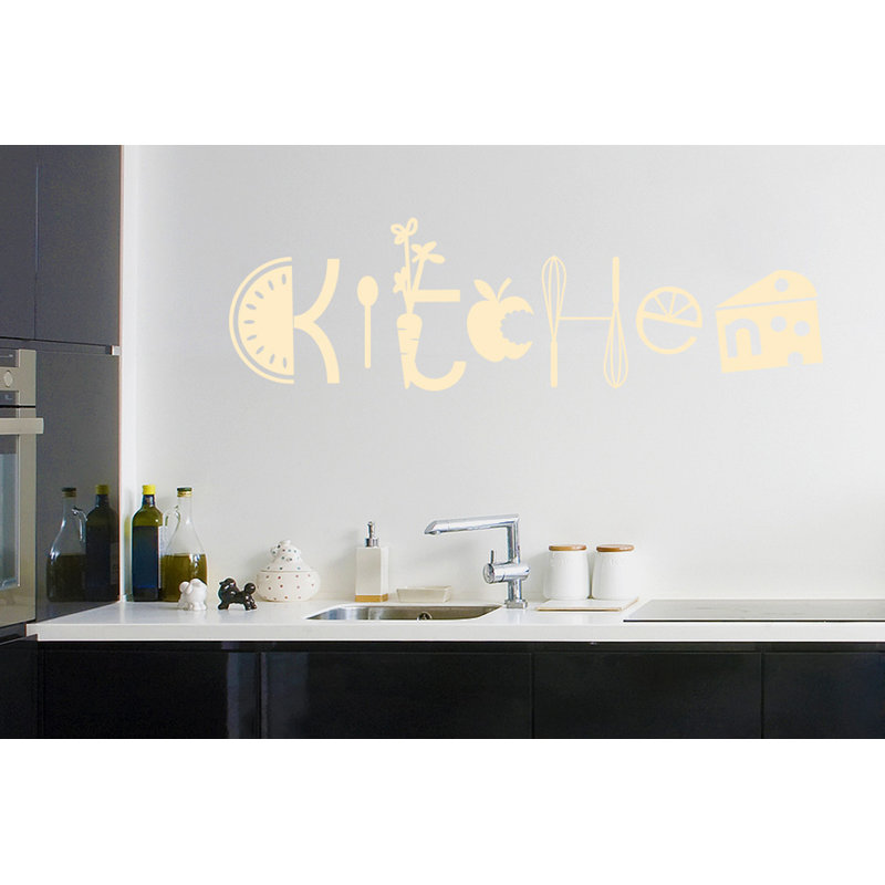 Assorted Kitchen Sign Wall Sticker, Large, Beige