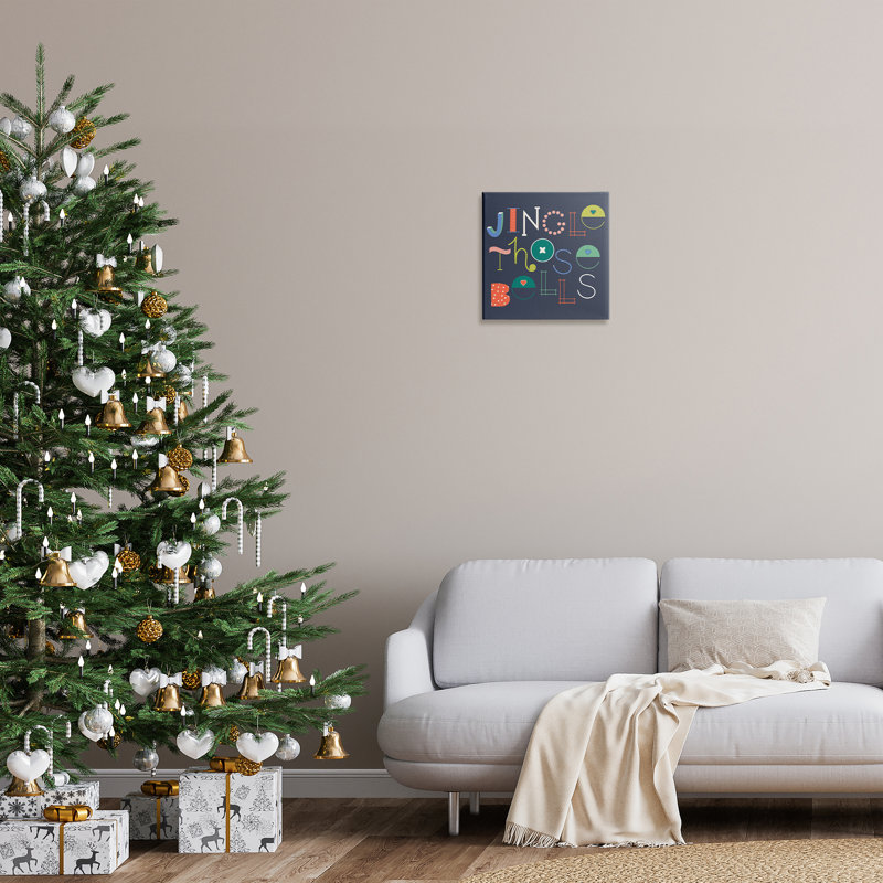 Toile éclectique «Jingle Bells», conception de Sazerelli Designs, H 17 po x l 17 po