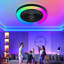 Ventilateur de plafond noir de 19 pouces avec DEL RVB - à intensité variable et à changement de couleur, application et télécommande, ventilateur de plafond intelligent moderne pour le salon, la chambre à coucher et la salle à manger (moteur silencieux / 6 vitesses / réversible / courant continu)