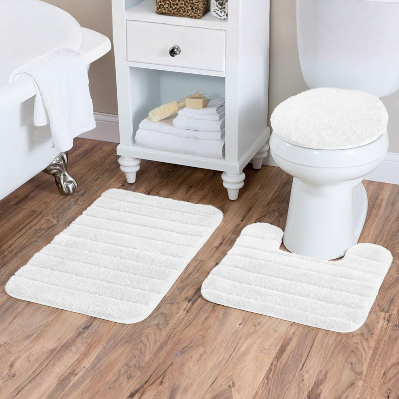 Fontelusso 3-piece Bath Rug Set – Soft Polyester Includes Bath Rug, Contour Rug & Lid Cover - Beige