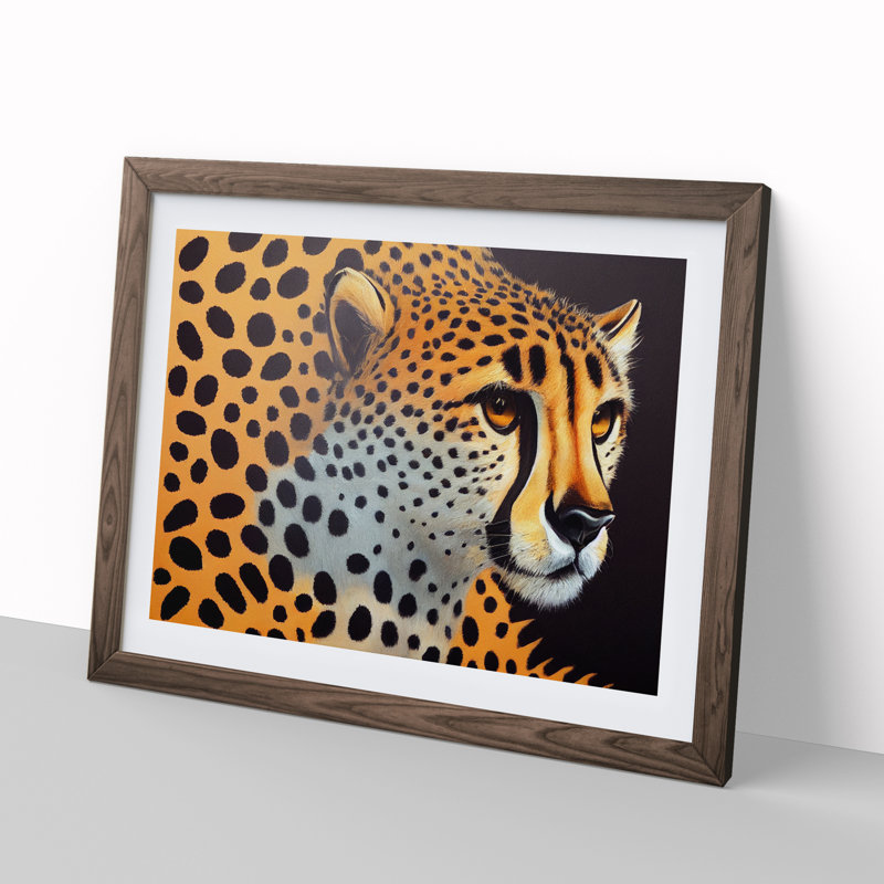 Explosive Cheetah - Single Picture Frame Print, 46cm H x 64cm W x 2cm D, Walnut