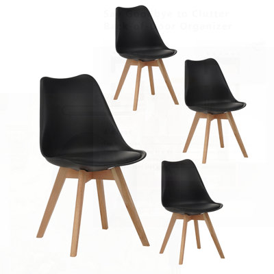 Set Of Four Medieval Modern Style Dining Chairs With Wooden Legs For Elegant Kitchen And Dining Room Seating