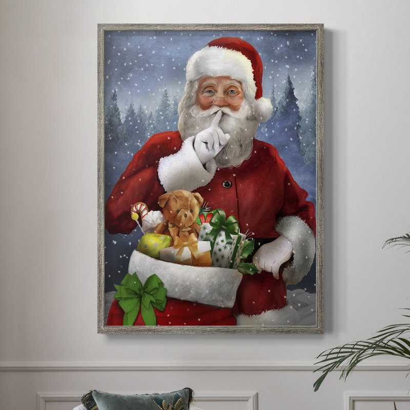 Quiet Santa Framed Print - Solid Wood, 30" H x 24" W