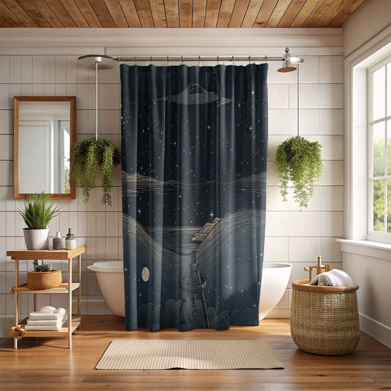 Sheely Abstract Shower Curtain, 74"H x 71"W