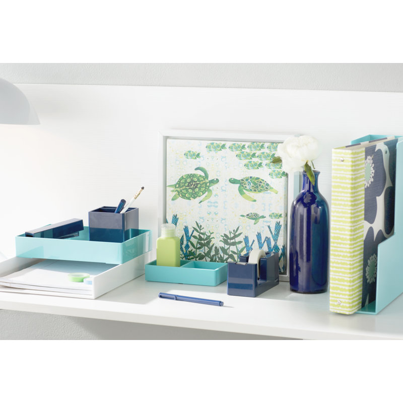 Super Stacked Plastic Desk Organizer, Aqua