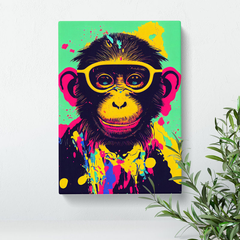 Monkey Paint Splash No.1 - Wrapped Canvas, 76cm H x 50cm W x 3cm D