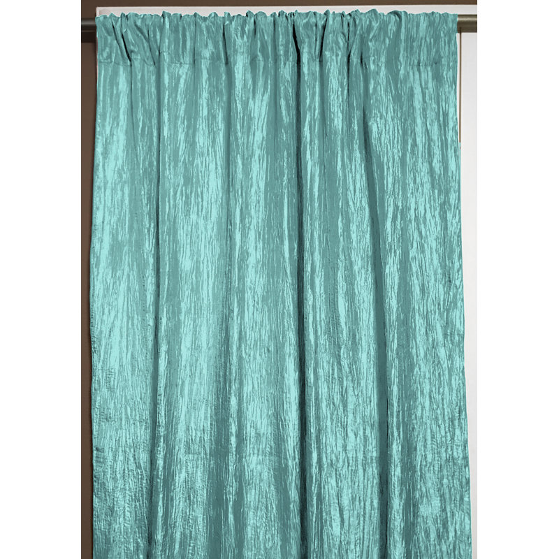 Gyle Semi Sheer Curtains / Drapes Single Panel, Aqua, 54" W x 96" L