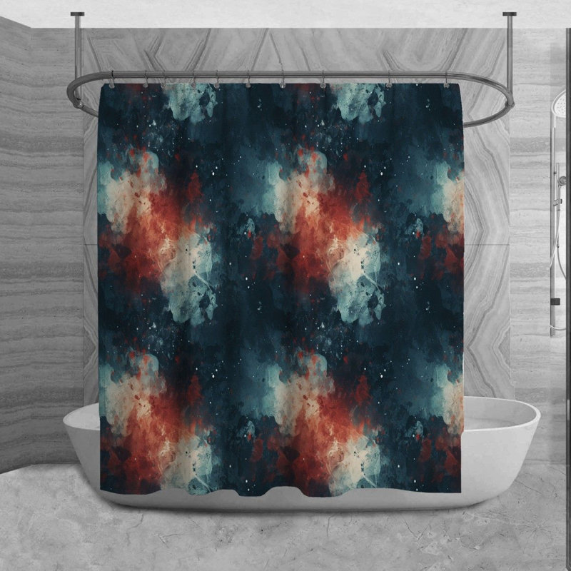 Galaxy Shower Curtain Space Bathroom Decor Blue, H 73 po x l 70 po