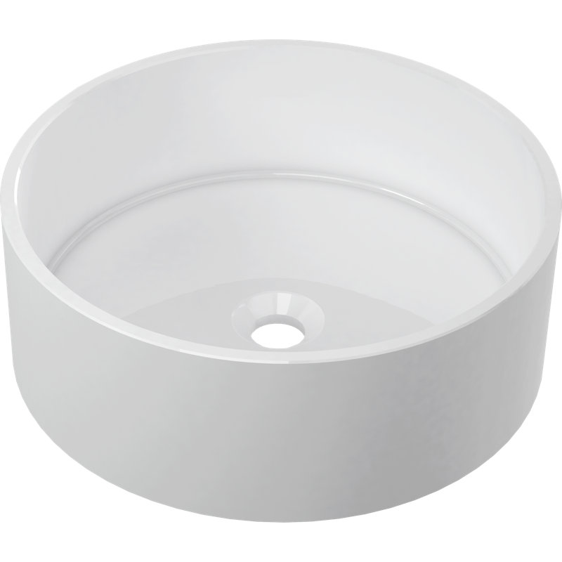 Calma 17'' White Polymarble Circular Bathroom Sink