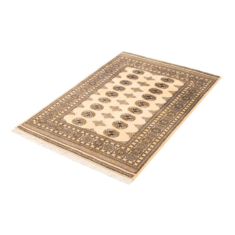 Tapis unique en laine noué à la main Bokhara 4 pi 2 po x 6 pi 1 po Peshawar