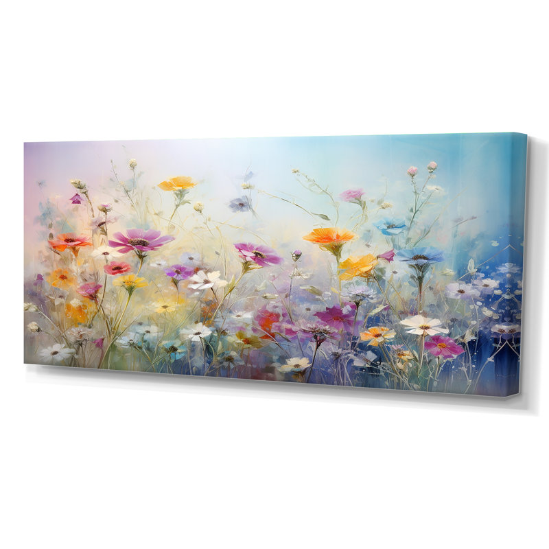 Wildflowers Blossoming Dreams - Wildflowers Wall Art, No Frame, 28" H x 60" W, Wrapped Canvas
