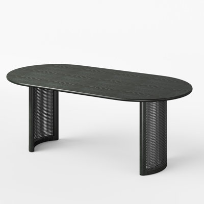 67" Double Pedestal Soild Wood Dining Table Oval Kitchen Table