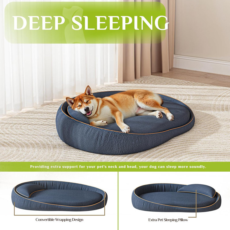 Man Friend Comfort WOWMAX Orthopedic Dog Beds for Small and Medium dogs Dogs, High Density Foam Support Pet Bed with Extra Pillows, Non Slip Bottom  Medium Dog Couch Bed with Washable Removable Cover Compression